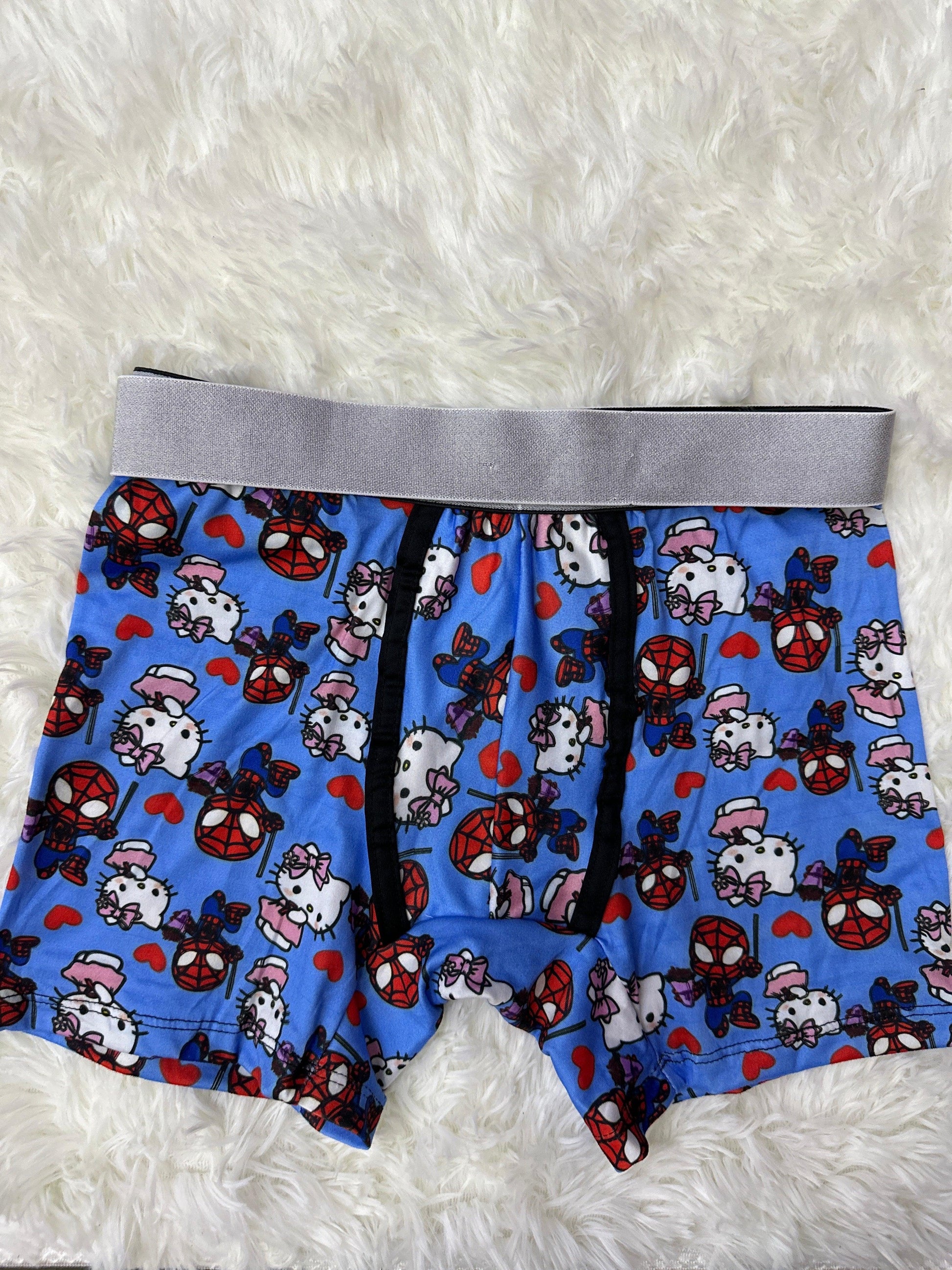 Spider man and hello kitty blue Matching shorts and boxers - Fundies