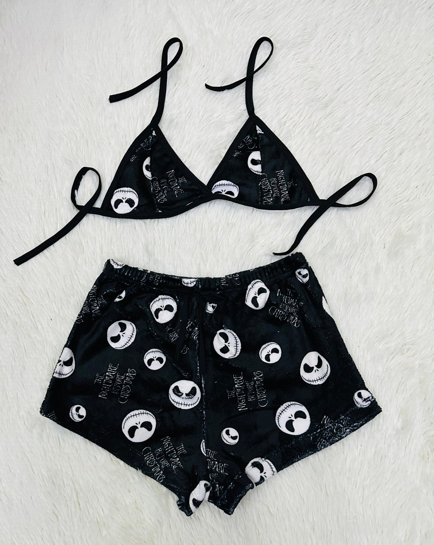Pijama Nudo Frontal Negro short con top