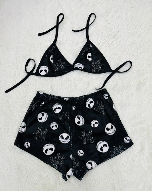 Pijama Nudo Frontal Negro short con top