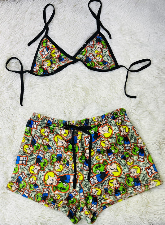 Pijama Gris Felpa short con top