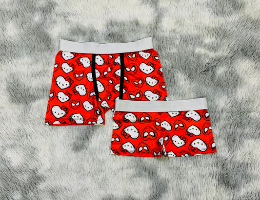 Spiderkitty Hearts Rojo Duo Unitalla Con boxer.
