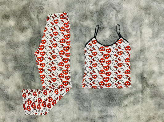 Pijama individual de dama Spider y Kitty corazones