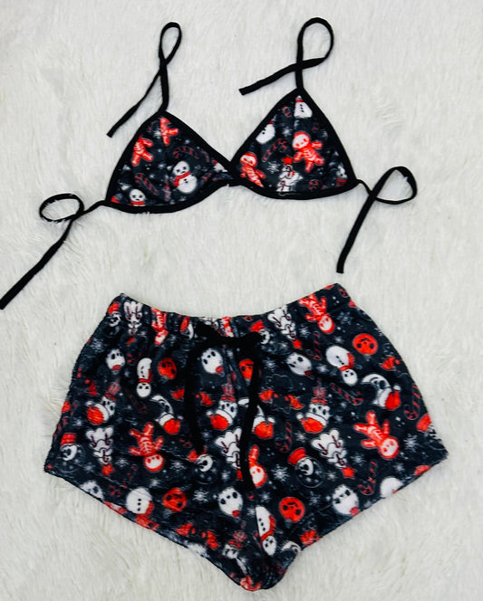 Pijama Lazo Frontal Gris short con top