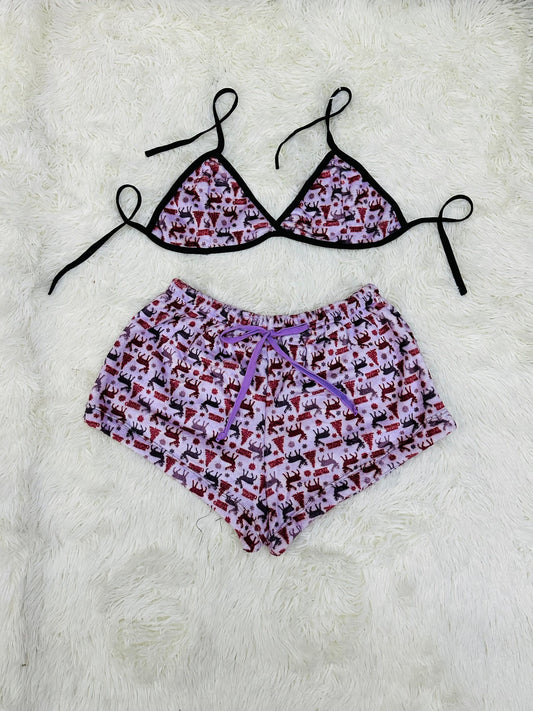 Navidad Shorts Rojo short con top