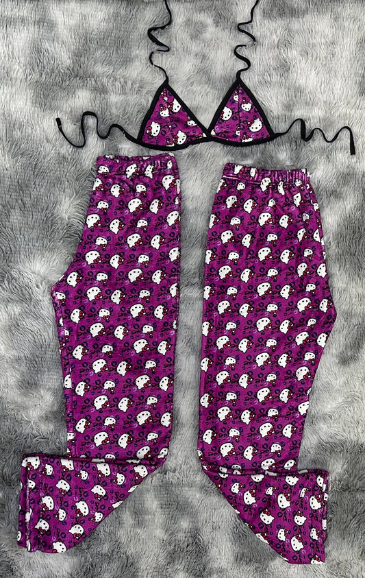 Hello Kitty Pijama Violeta Duo de pijama afelpada.