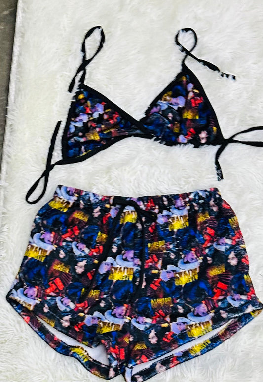 Pijama Pareja Nudo Frontal Gris short con top