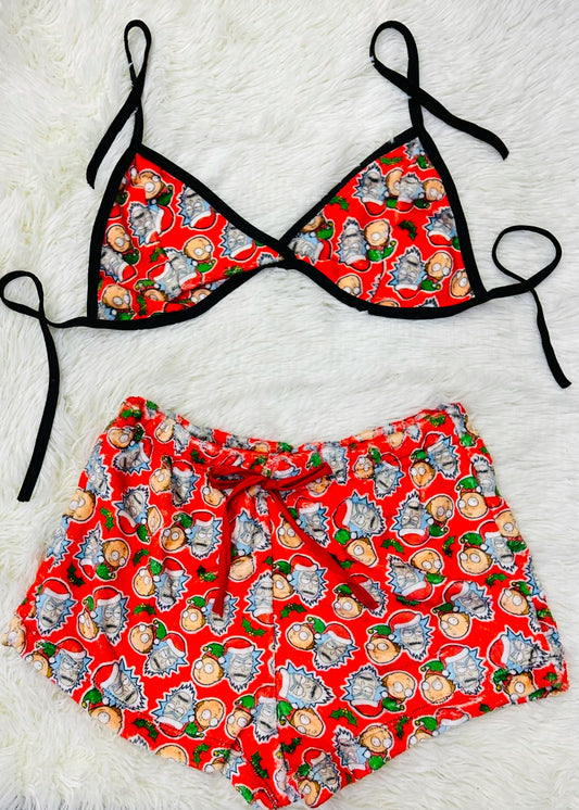 Short con top afelpado navidad Ricky y Morti