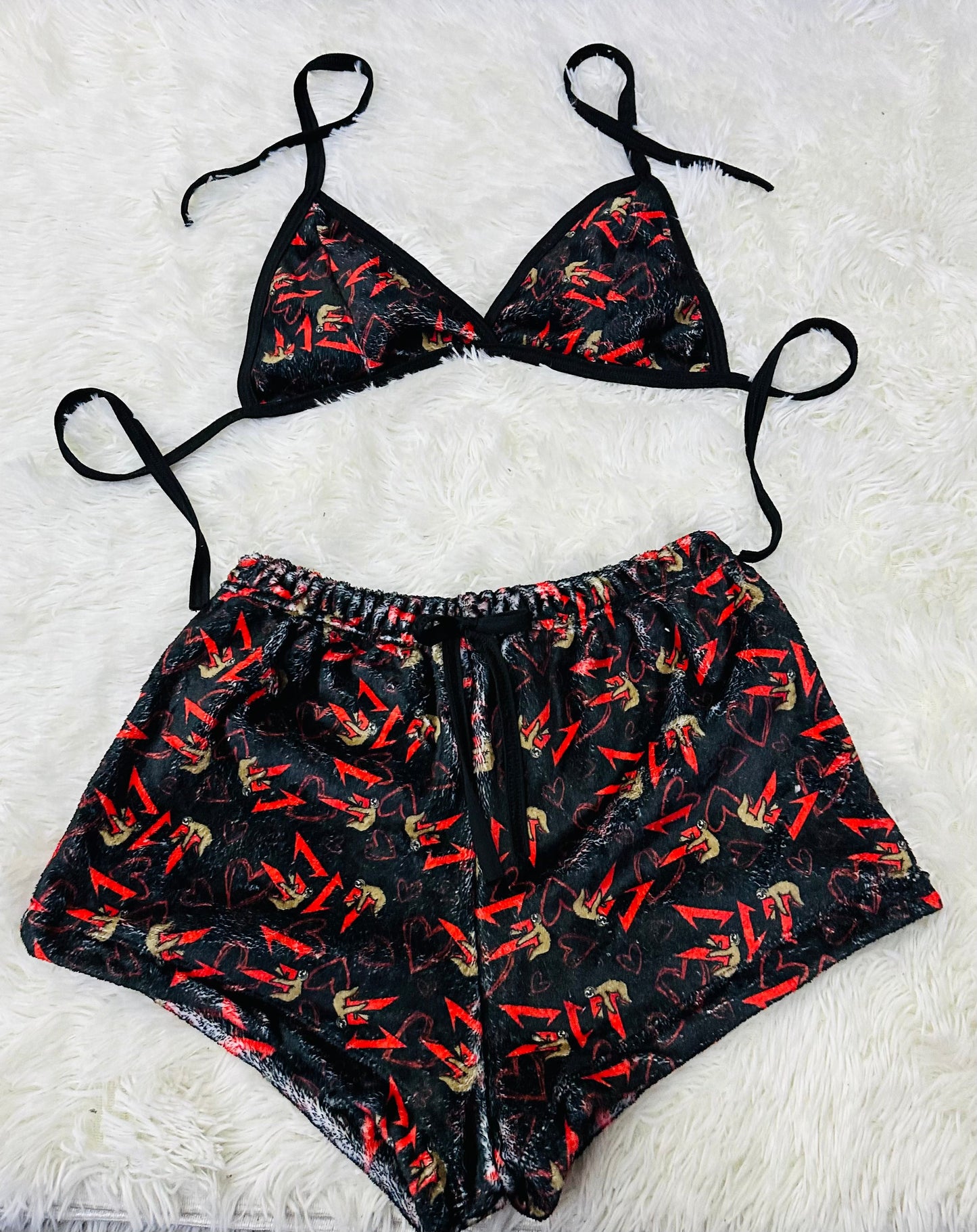 Pijama Pareja Tie Top Negro short con top