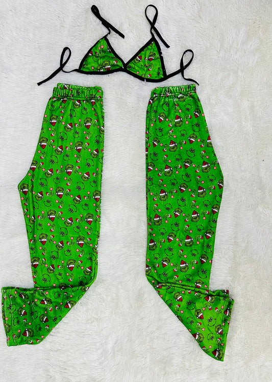 Grinch Verde Duo de pijama afelpada.