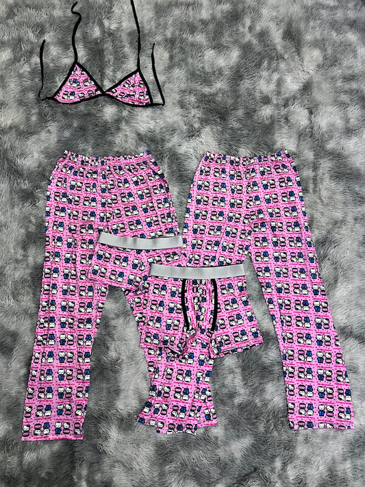 Hello Kitty Daniel Rosa Duo de pijama de 5 piezas.