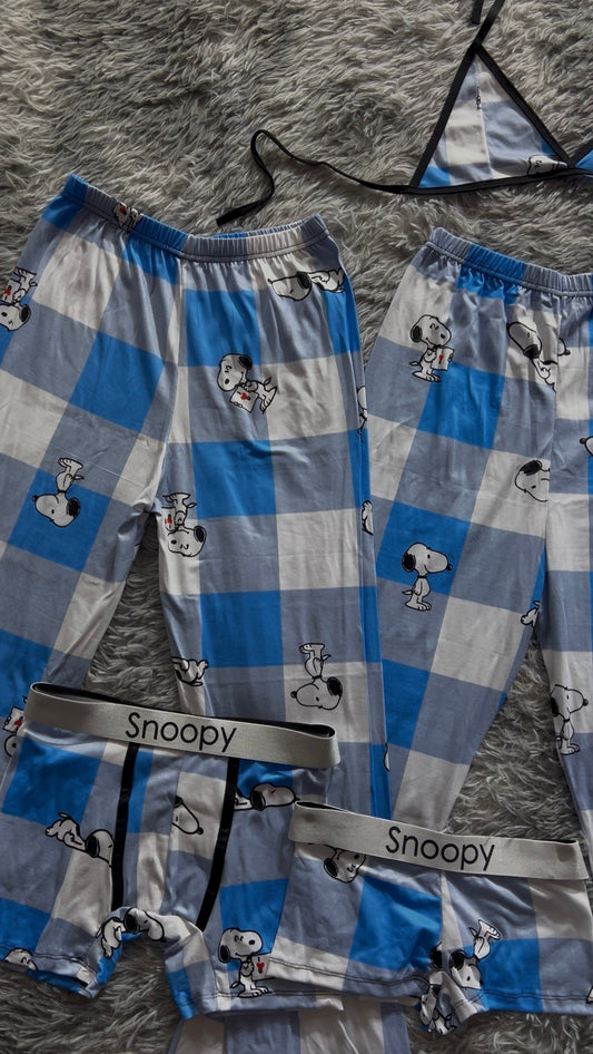 Snoopy cuadros azules pijama 5 piezas