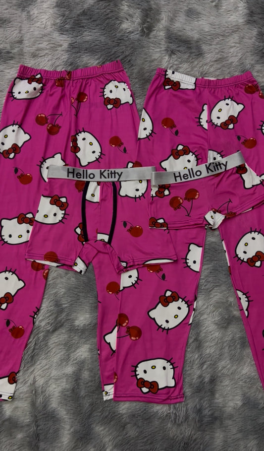 Hello Kitty Rosa Cereza Duo De Pijama De 5 Piezas.
