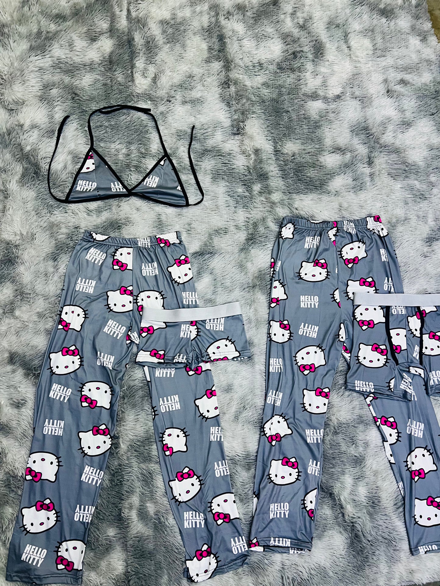Gatito Gris Duo de pijama de 5 piezas.