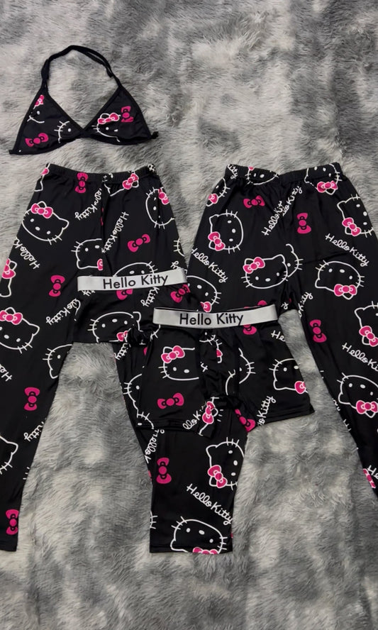 Hello Kitty Negro Duo de pijama de 5 piezas.