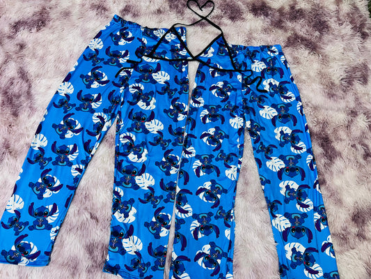Stitch Ohana Azul Duo de pijama afelpada