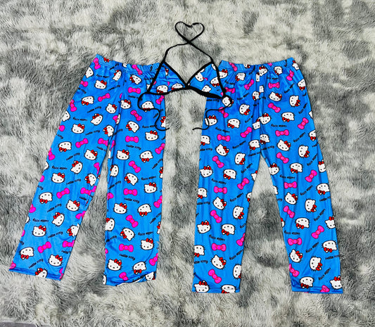Kitty Azul Duo de pijama afelpada.