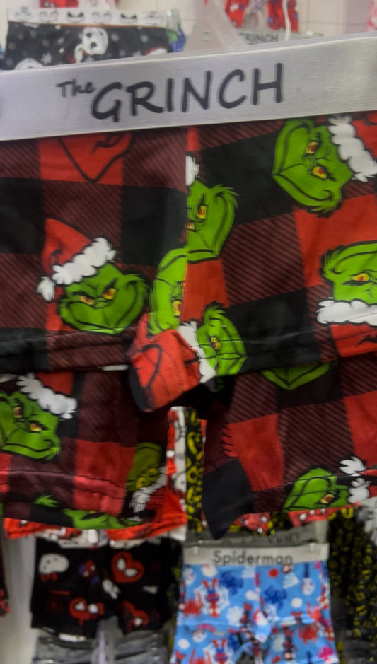 Grinch Cuadros Rojo Duo Unitalla Con boxer.
