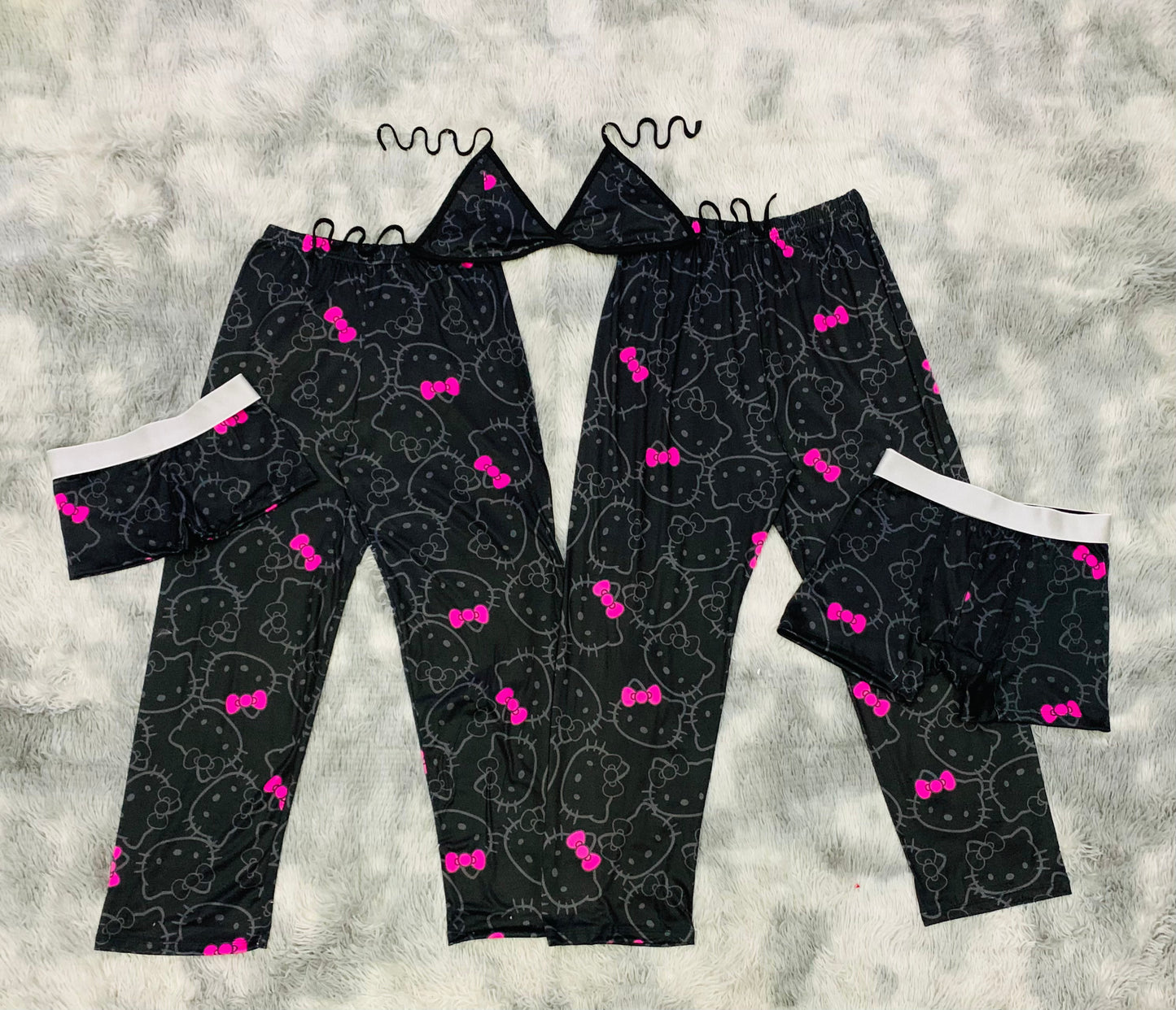 Hello Kitty Lazo Rosa Duo Unitalla De 5 Piezas.