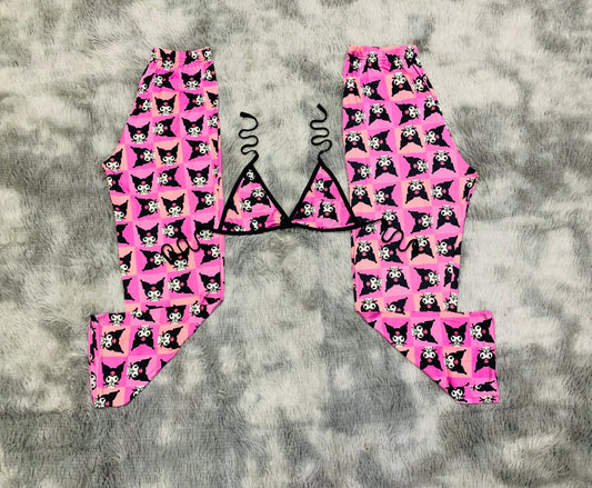 Kuromi Rosa Duo de pijama afelpada.