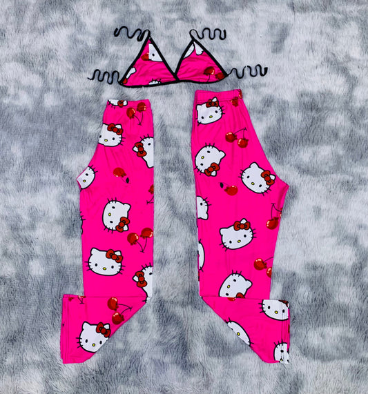 Hello Kitty Rosa Duo de pijama afelpada.