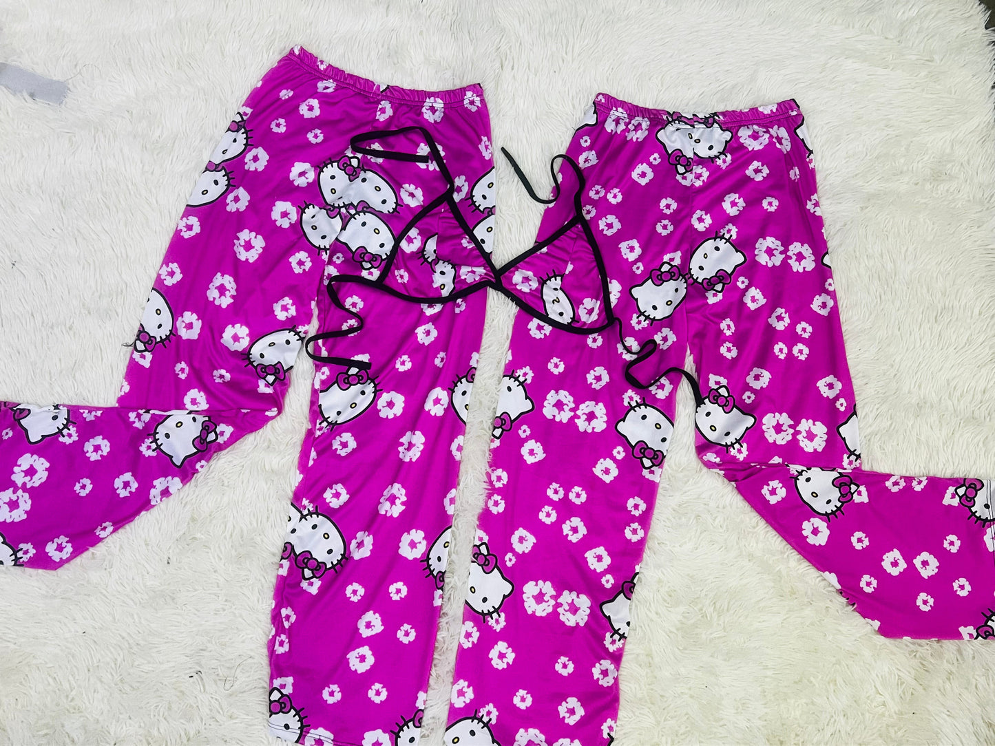 Gatito Rosa Duo de pijama afelpada.