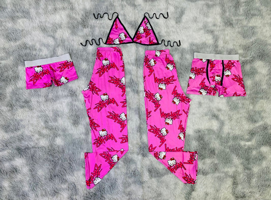 Hello Kitty Stussy Rosa Duo de pijama de 5 piezas.