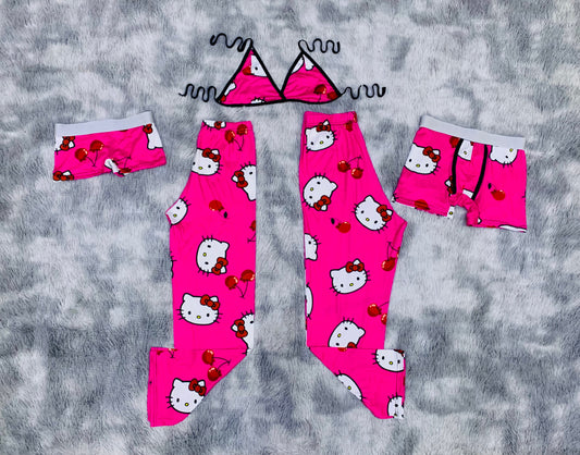 Hello Kitty Rosa Duo Unitalla de 5 piezas. Duo De Pijama De 5 Piezas.
