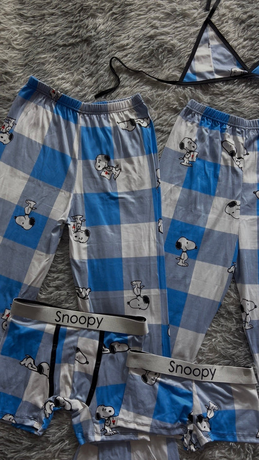 Snoopy cuadros azules pijama 5 piezas
