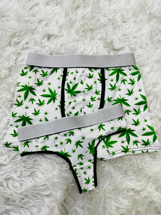 Plant white matching couples underwear - Fundies