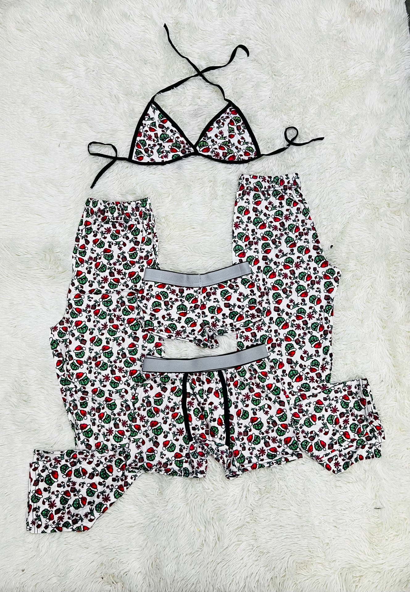 Grinch white 5 piece pajama set christmas 😄