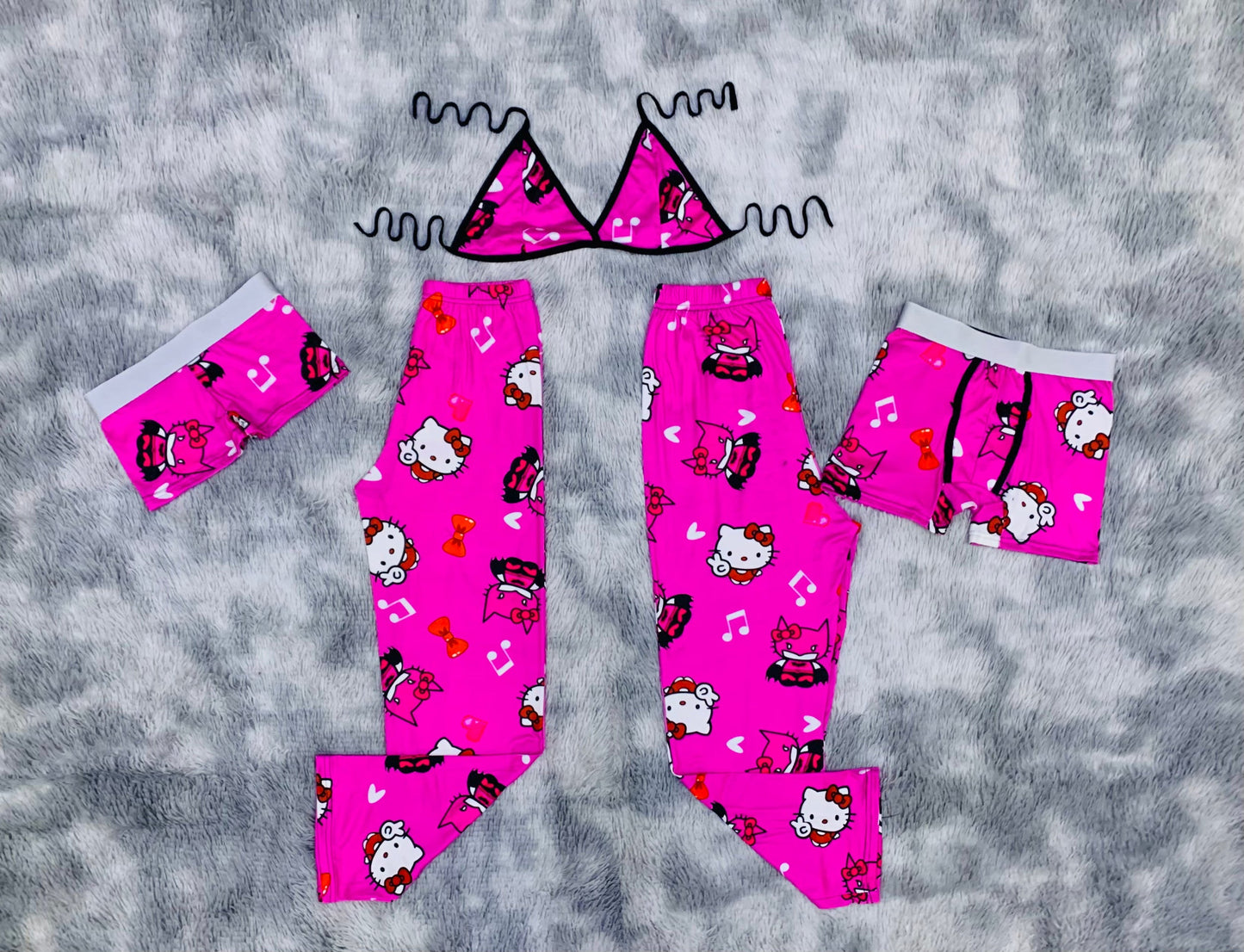 Pink Hello Kitty Batman Print 5 piece pajama set 🩷🐱