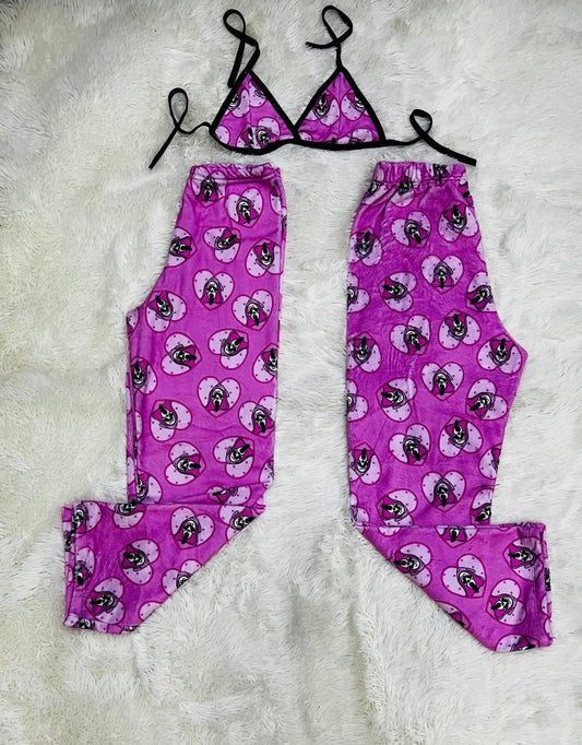 Scream Rosa Duo de pijama afelpada.