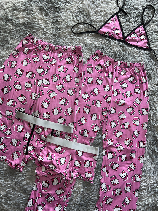 Hello kitty saludando rosa pijama 5 piezas