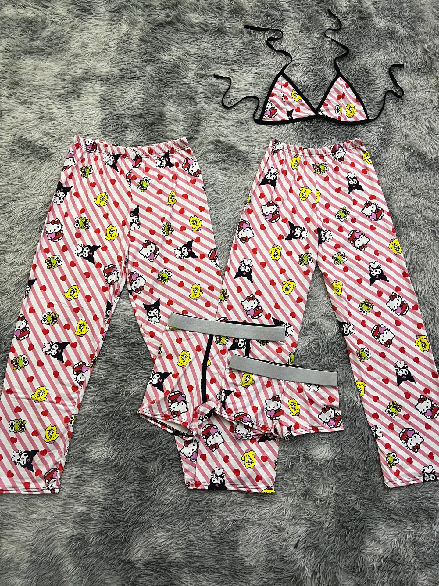 San río rayado pijama 5 piezas