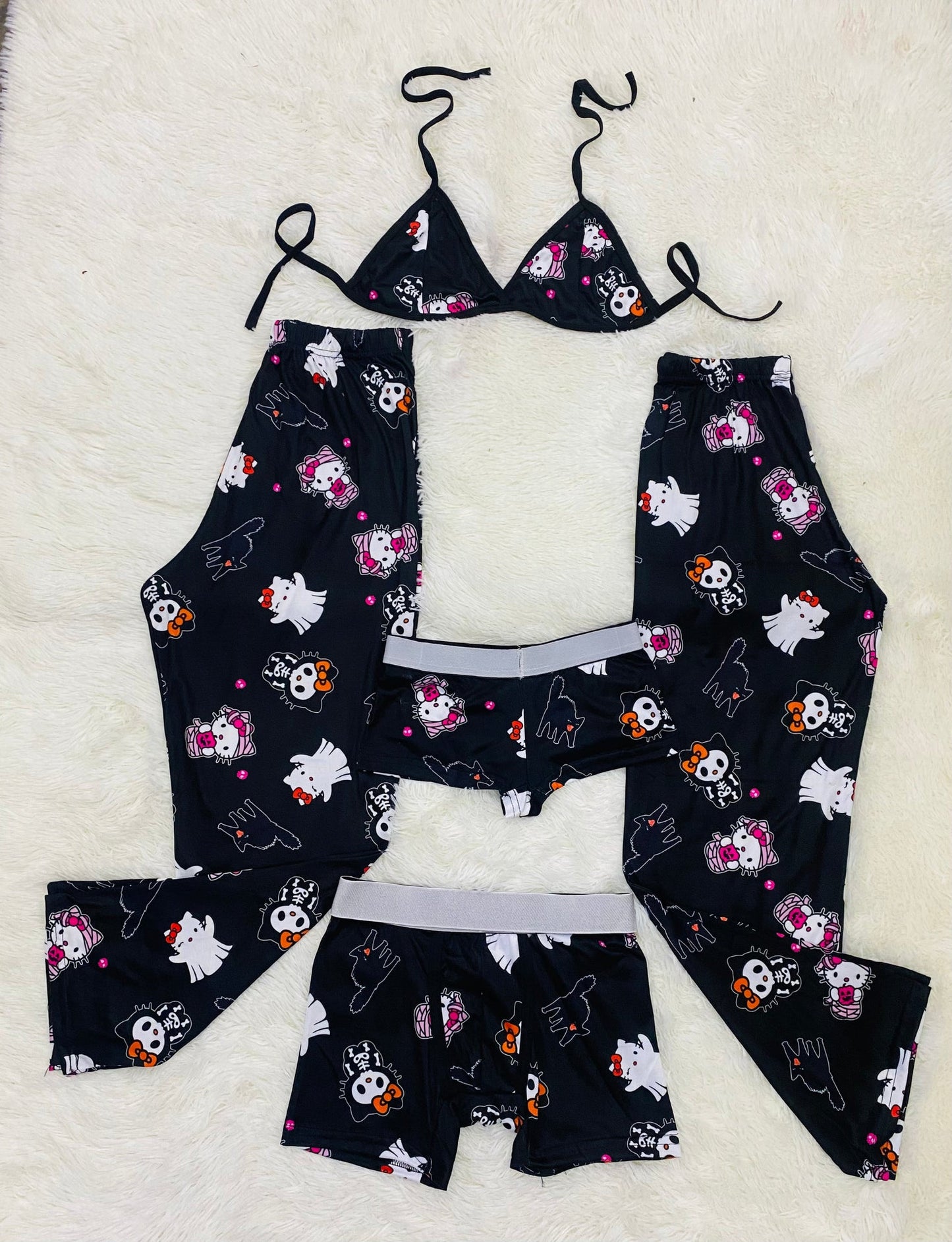 Hello kitty spooky 5 piece pajama set Cozy Halloween Nightwear 🐾🎃