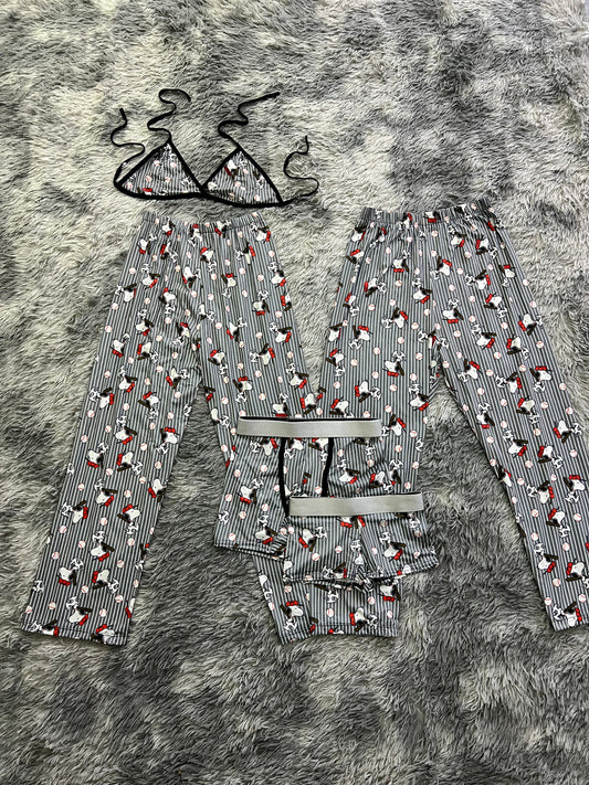 Snoopy Baseball Blanco Duo de pijama de 5 piezas.