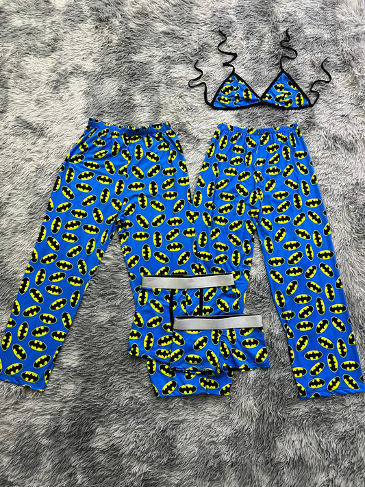 Batman Azul Duo de pijama de 5 piezas.