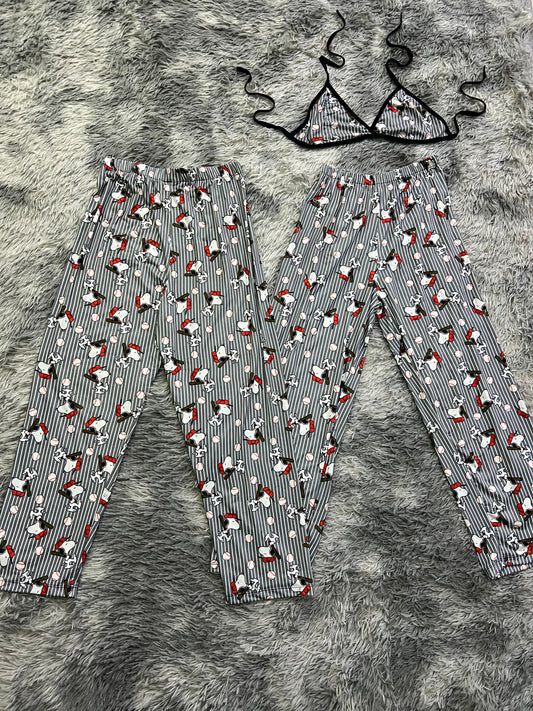 Snoopy Béisbol Sin Color Duo de pijama afelpada.