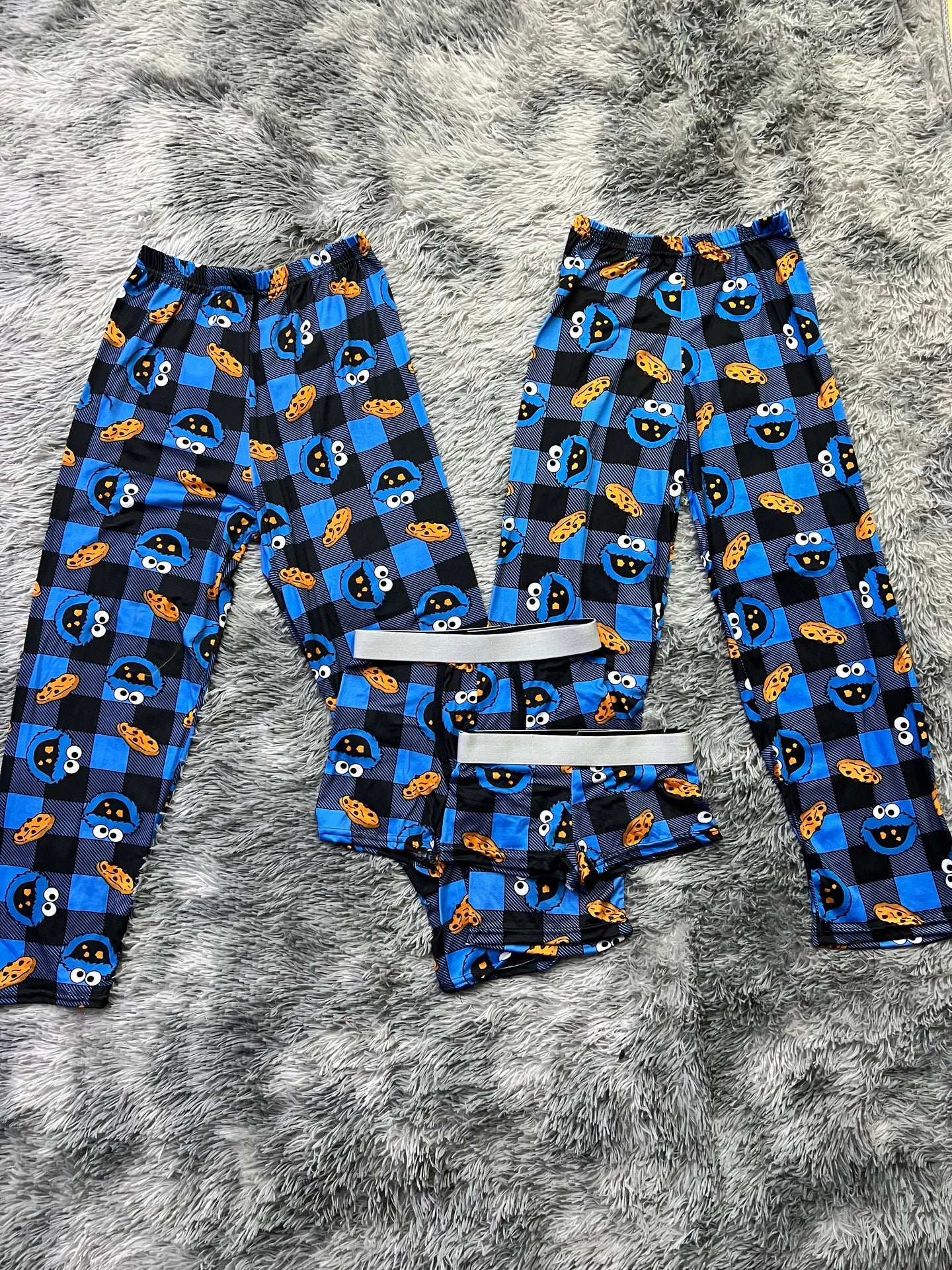 Cookie Monster Blue plaid 5 piece pajama set 🍪😴