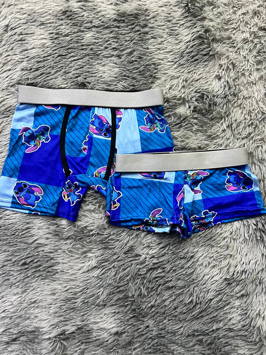 Stitch Cuadros Azul Duo Unitalla Con boxer.