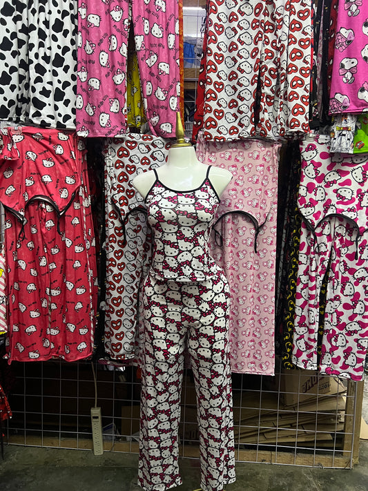 Hello kitty clásico Pijama de dama con blusa y pantalón individual de dama