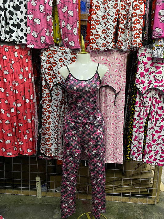 Mymelody fondo de cuadros Pijama de dama con blusa y pantalón individual de dama