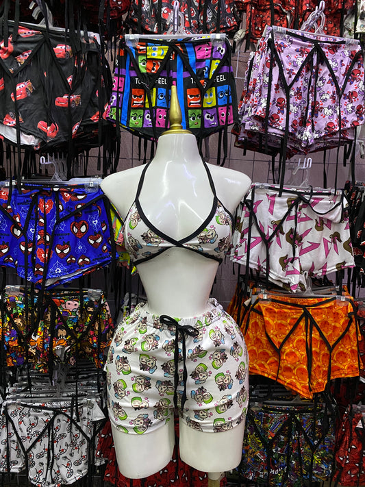 Joker y Harley quinn Pijama de dama short con top individual de dama