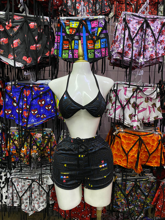 Pac man Pijama de dama short con top individual de dama