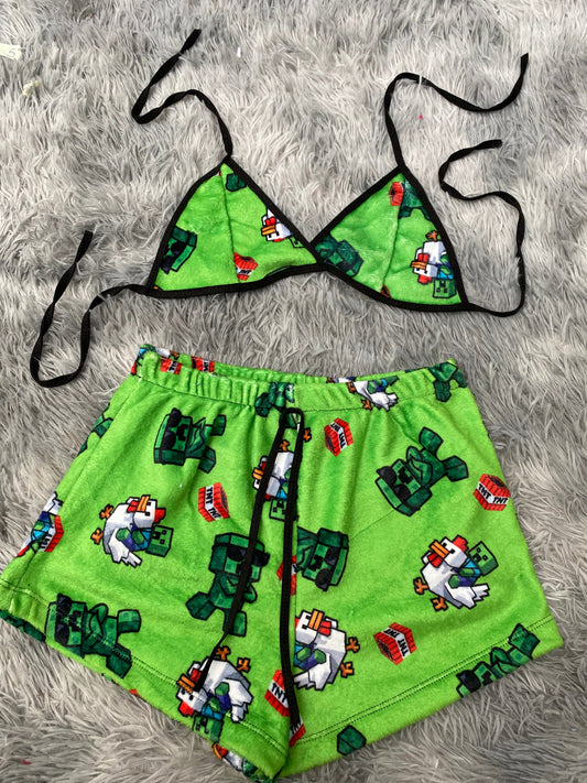 Minecraft pollo top con short unitalla de afelpado - Fundies