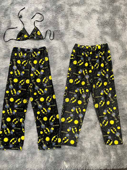 Batman manchas grises y amarillas Duo de pijama afelpada - Fundies