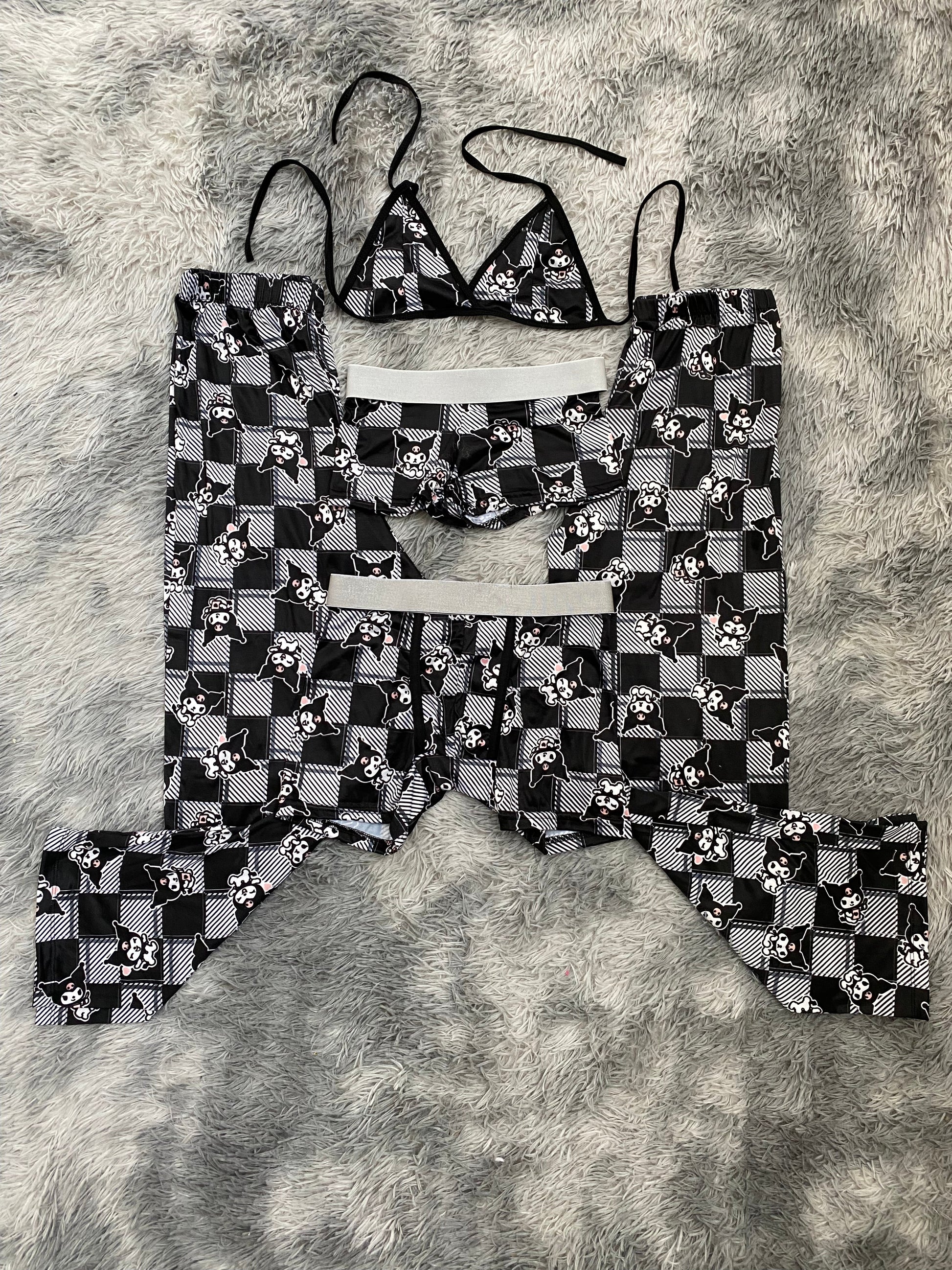 Kuromi cuadros rayados pijama 5 piezas - Fundies