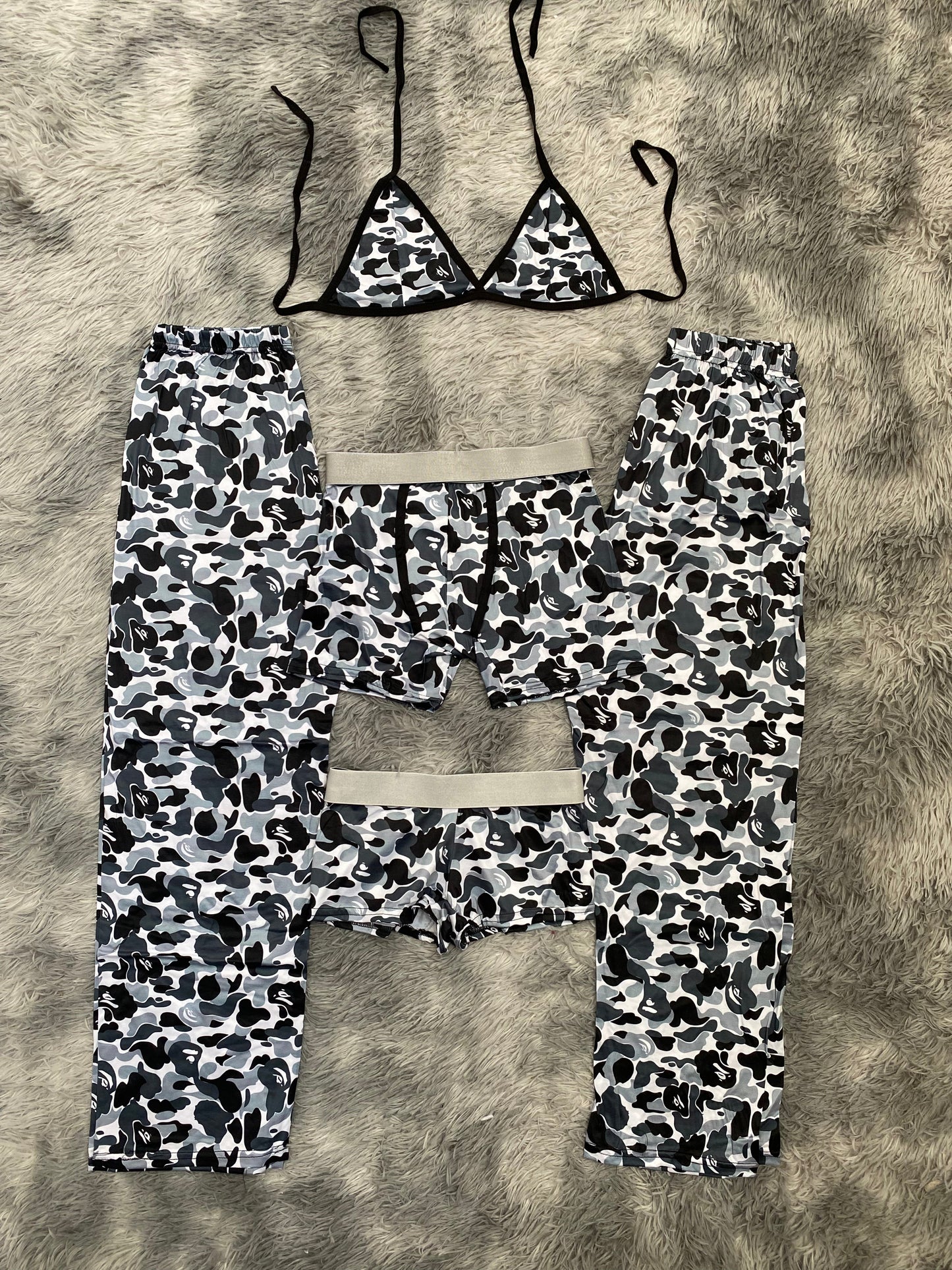 Bape gris pijama 5 piezas - Fundies
