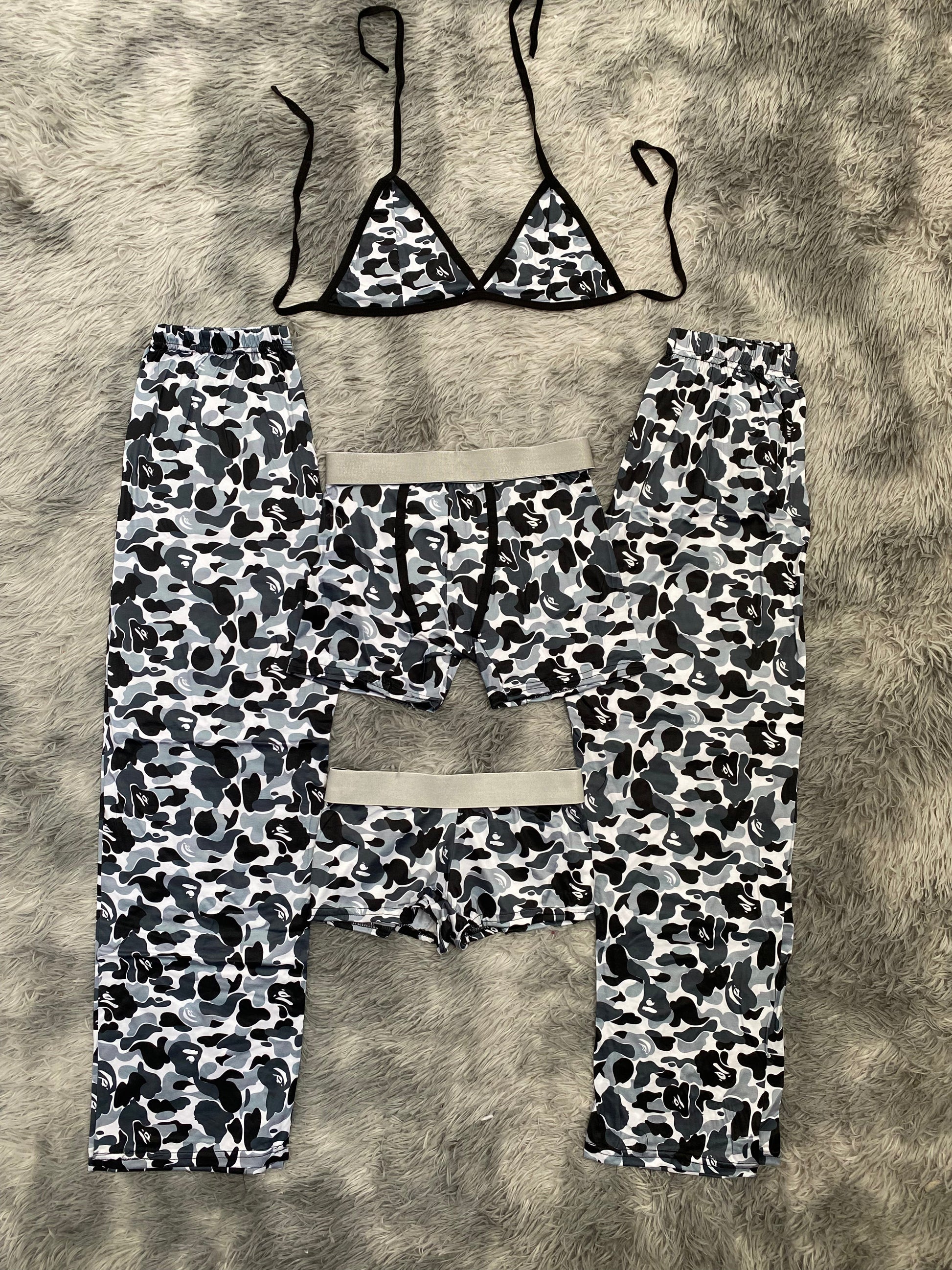 Bape gris pijama 5 piezas - Fundies