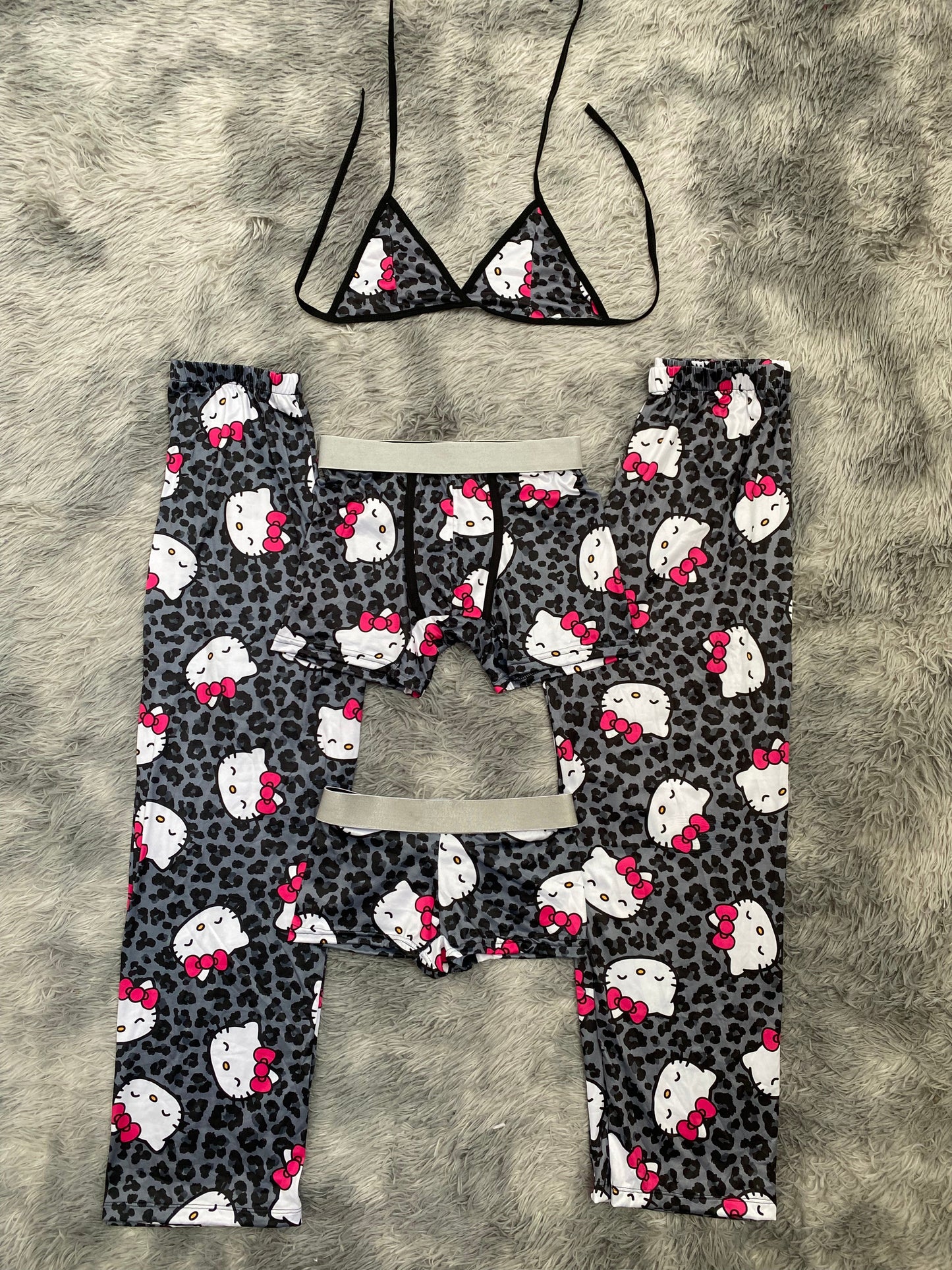 Hello Kitty animal print gris pijama 5 piezas - Fundies